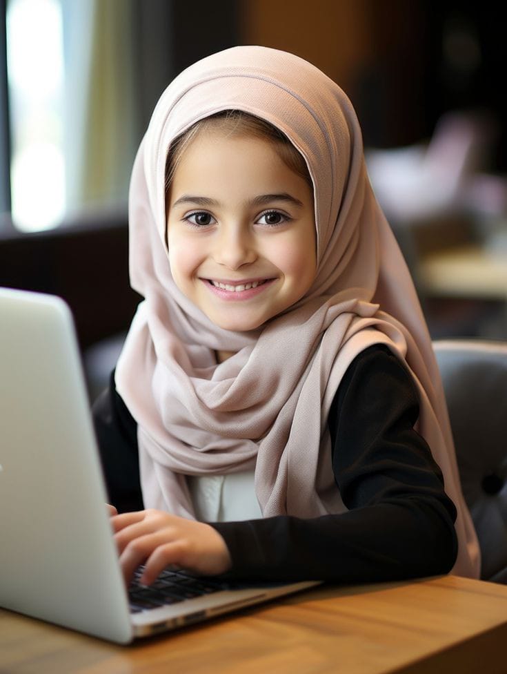 A young Muslim girl ready to learn Quran online as a beginner