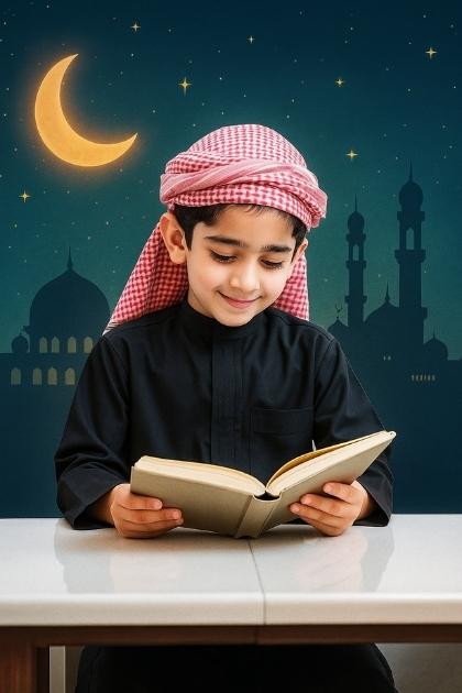 A Student Reading the Quran Peacefully